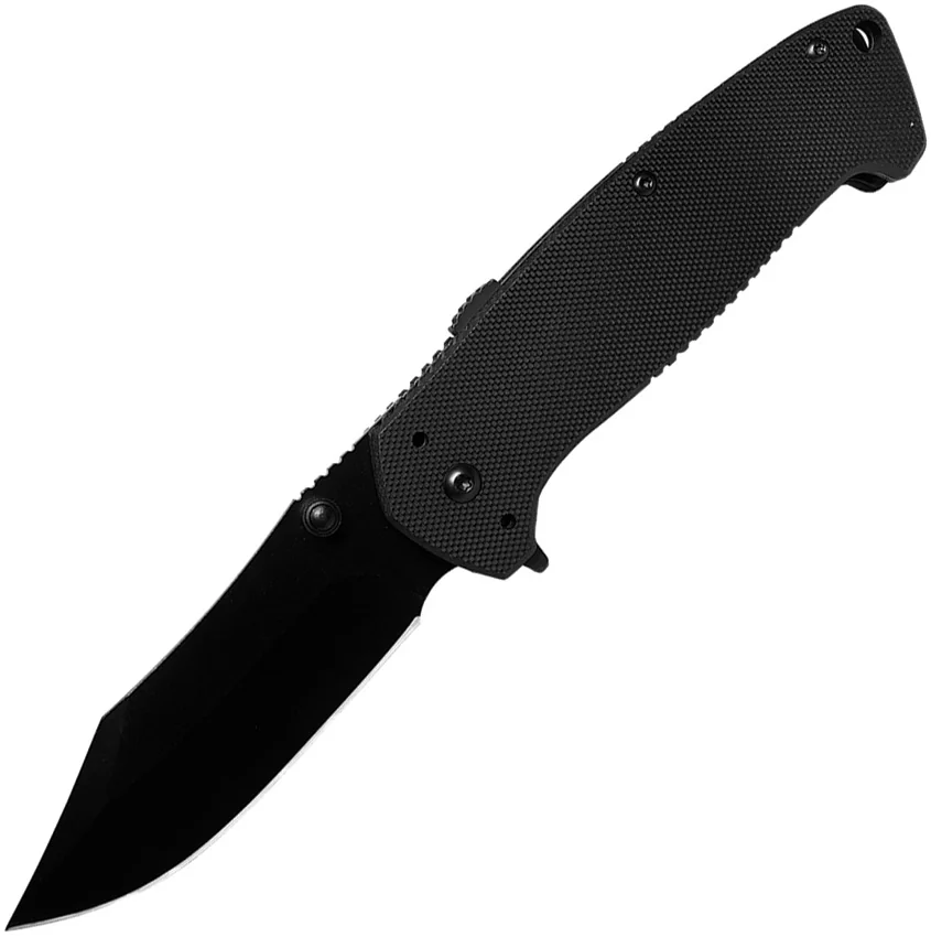 ABKT Elite Folding Spring Assisted Liner Lock Knife Black G-10 (3.5" Black)