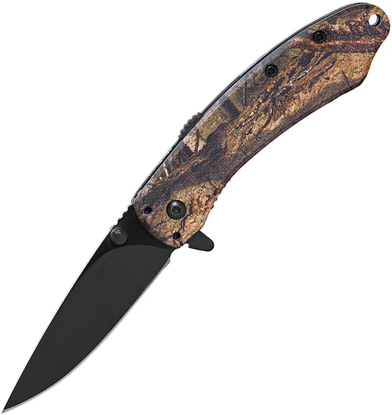 ABKT Tac Ember Spring Assisted Knife Mossy Oak Camo G-10 (2.75" Black)