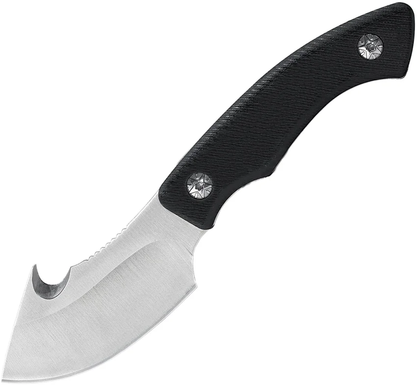 ABKT Grunt Gut Hook Fixed Blade Knife Black G-10 (3" Satin)