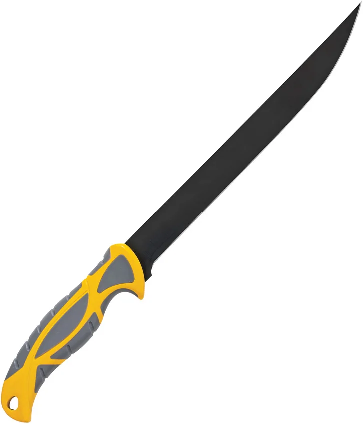 Smith's Sharpeners Lawaia Fixed Blade Knife Polymer/Yellow Rubber (9" Black)
