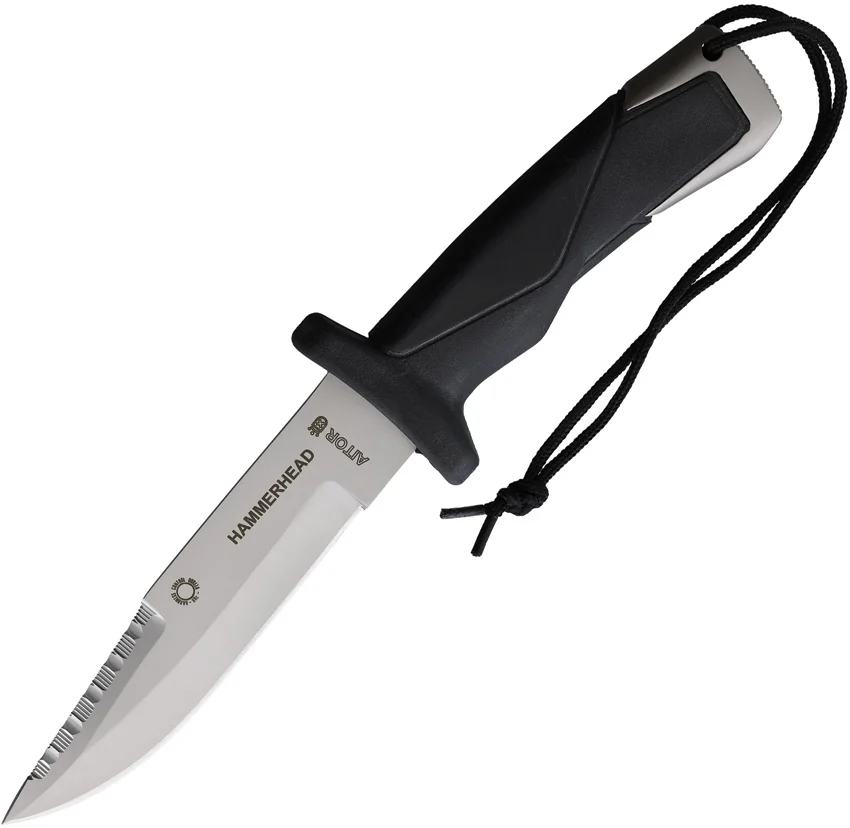 Aitor Hammerhead Fixed Blade Knife Black Rubber/Stainless Pommel (5.75" BB)