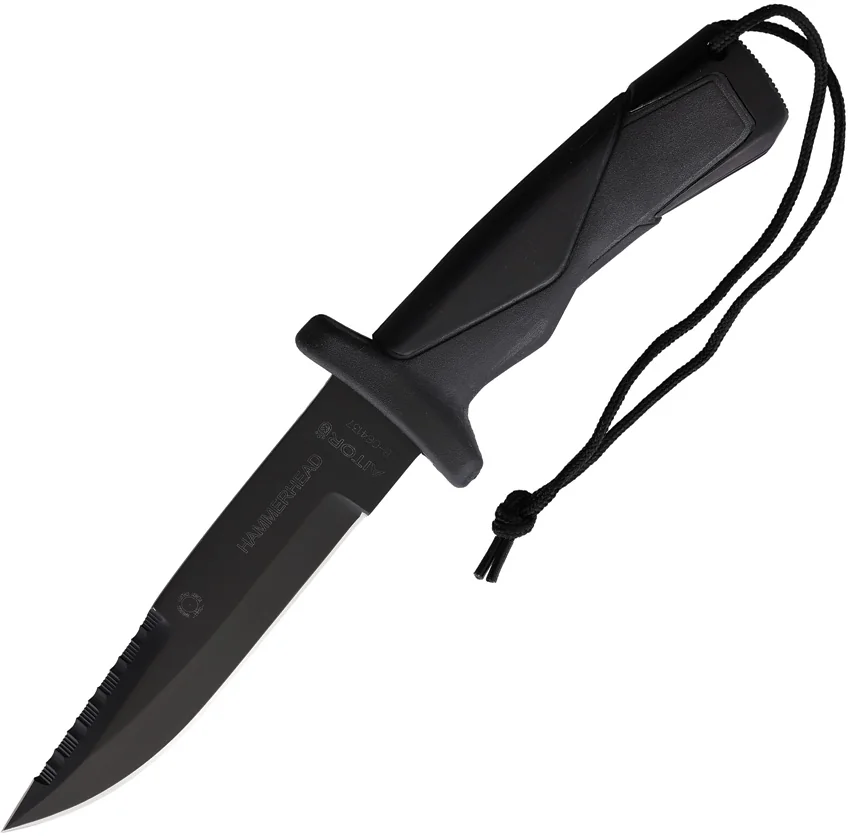 Aitor Hammerhead Fixed Blade Knife Black Rubber/Stainless Pommel (5.75" Black)