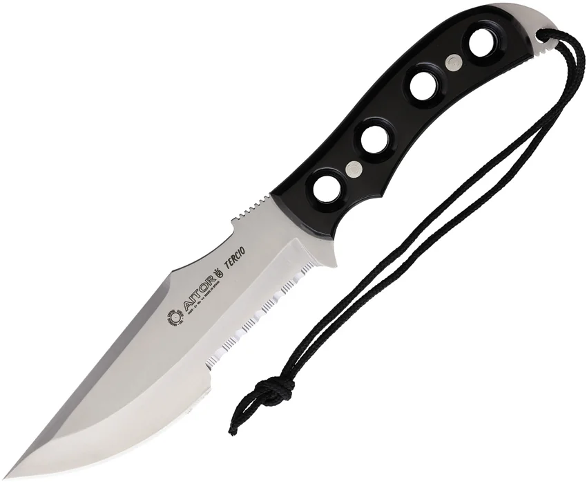 Aitor Tercio Fixed Blade Knife Black Micarta (5.75" Satin Serrated)