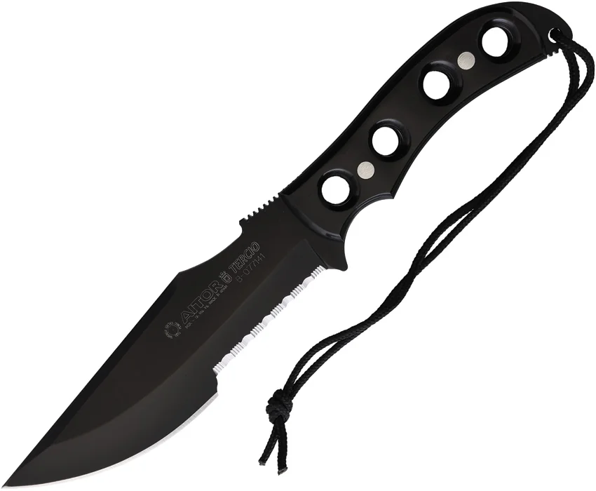Aitor Tercio Fixed Blade Knife Black Micarta (5.75" Black Serrated)