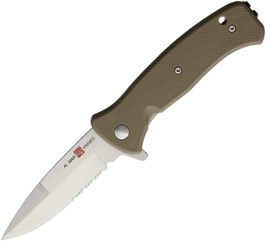 Al Mar Mini SERE 2020 Spring Assisted Knife Coyote GFN (3" Satin Serr)