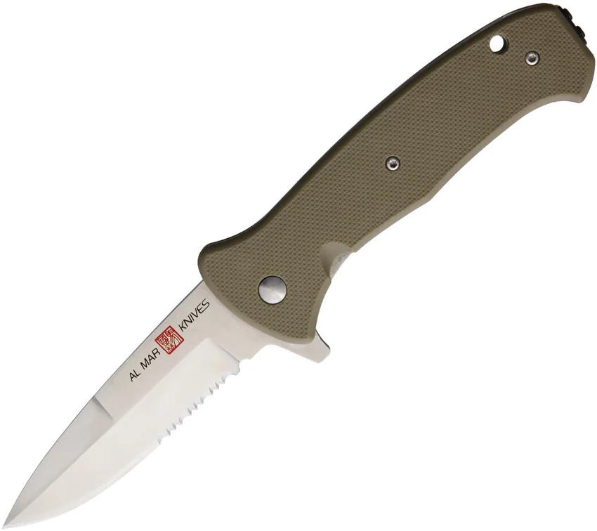 Al Mar SERE 2020 Spring Assisted Knife Coyote  GFN (3.6" Satin Serr)