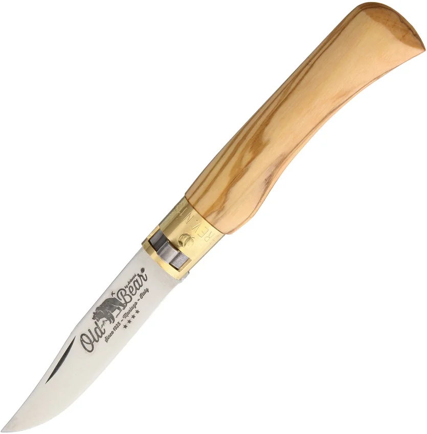 Antonini Old Bear Classical Small Folding Knife Italian Olive Wood (2.9" Satin)