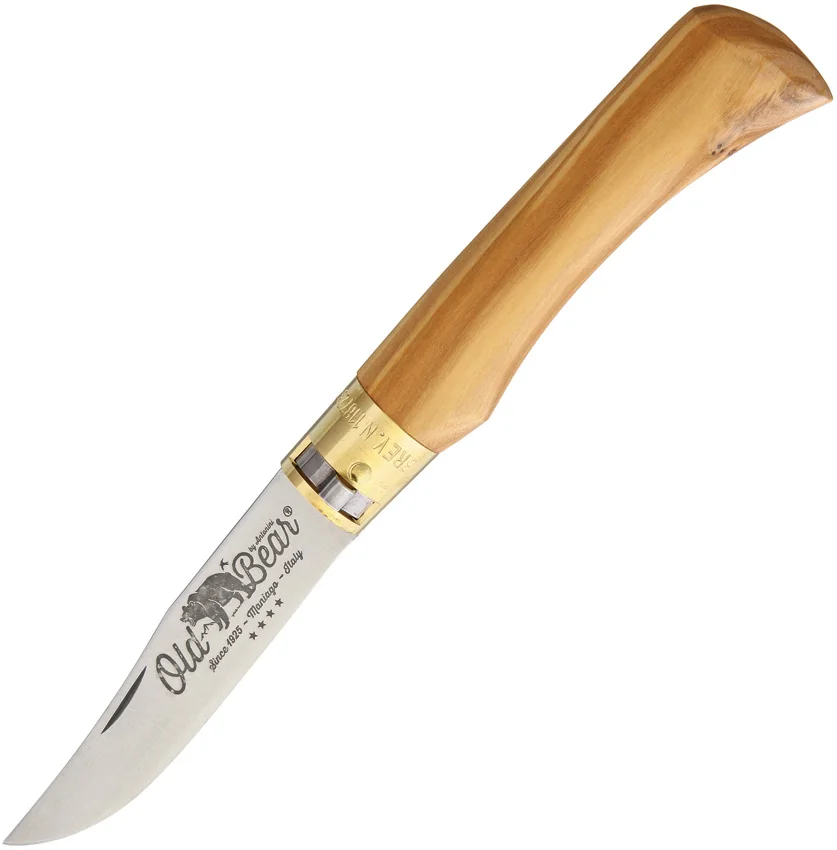 Antonini Old Bear Classical Large Folding Knife Italian Olive (3.4" Satin)