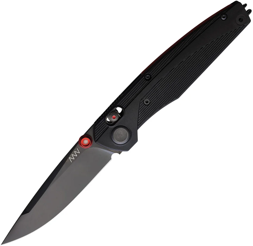 Acta Non Verba A100 ELMAX A-Lock Knife Black FRN/Red (3.5" Black DLC) ANV