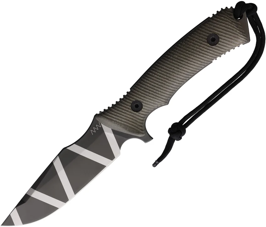 Acta Non Verba Knives M311 Spelter Fixed Blade Knife Olive Micarta (5" Blk/Gry)