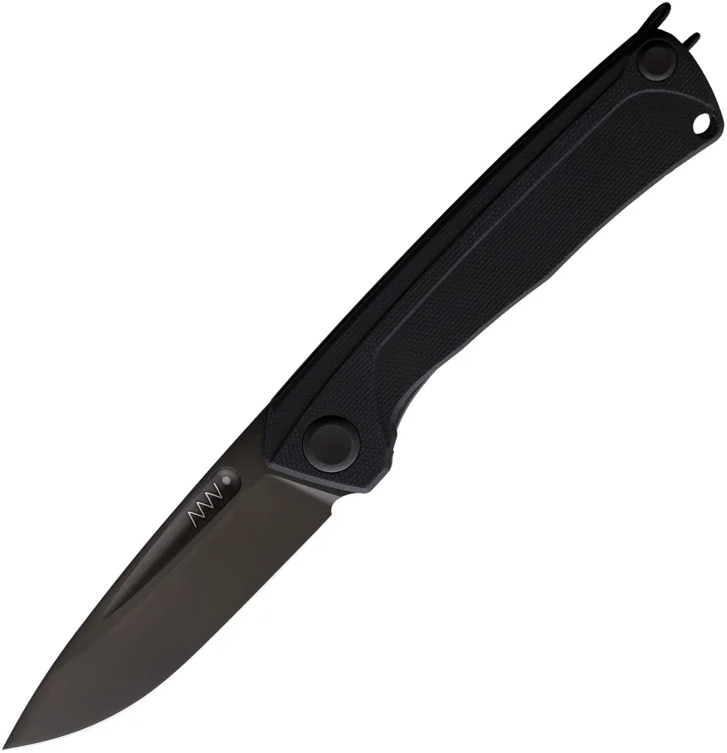 Acta Non Verba Knives Z200 Liner Lock Knife Black G-10 (3.5" DLC Black)
