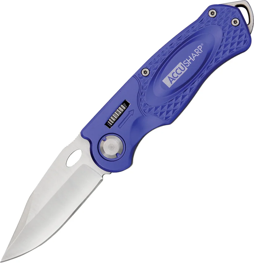 AccuSharp Wheel Lock Sport Knife Blue Aluminum (2.5" Satin)