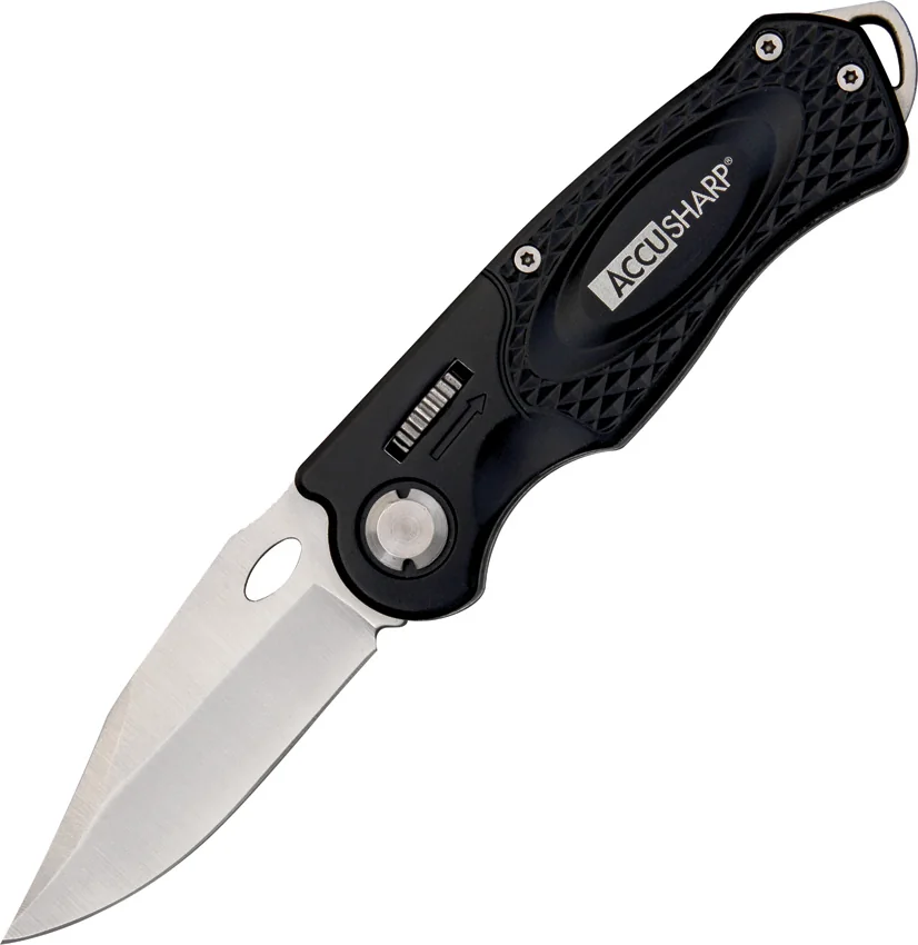 AccuSharp Wheel Lock Sport Knife Black Aluminum (2.5" Satin)