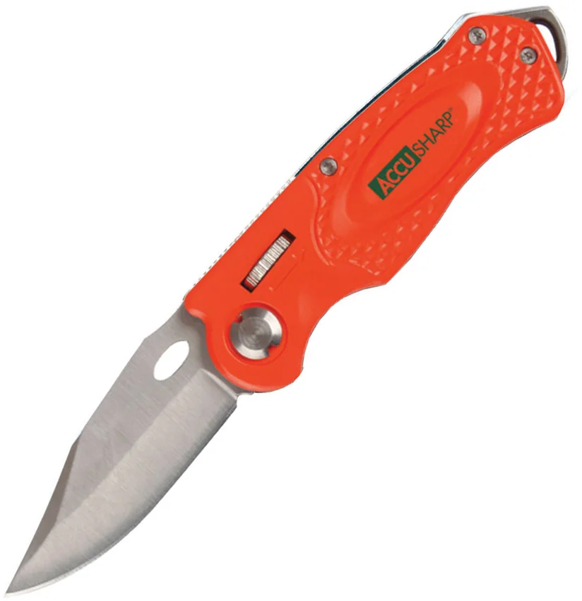 AccuSharp Wheel Lock Sport Knife Orange Aluminum (2.5" Satin)