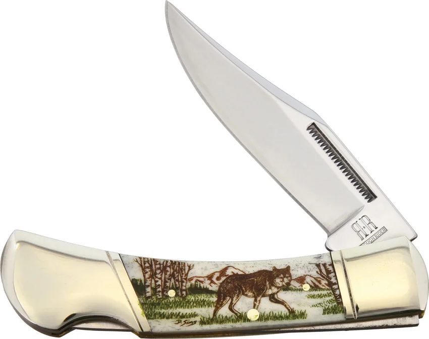 Alaska Scrimshaw Connection Wolf Lockback