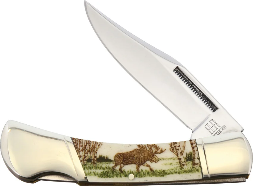 Alaska Scrimshaw Connection Moose Lockback