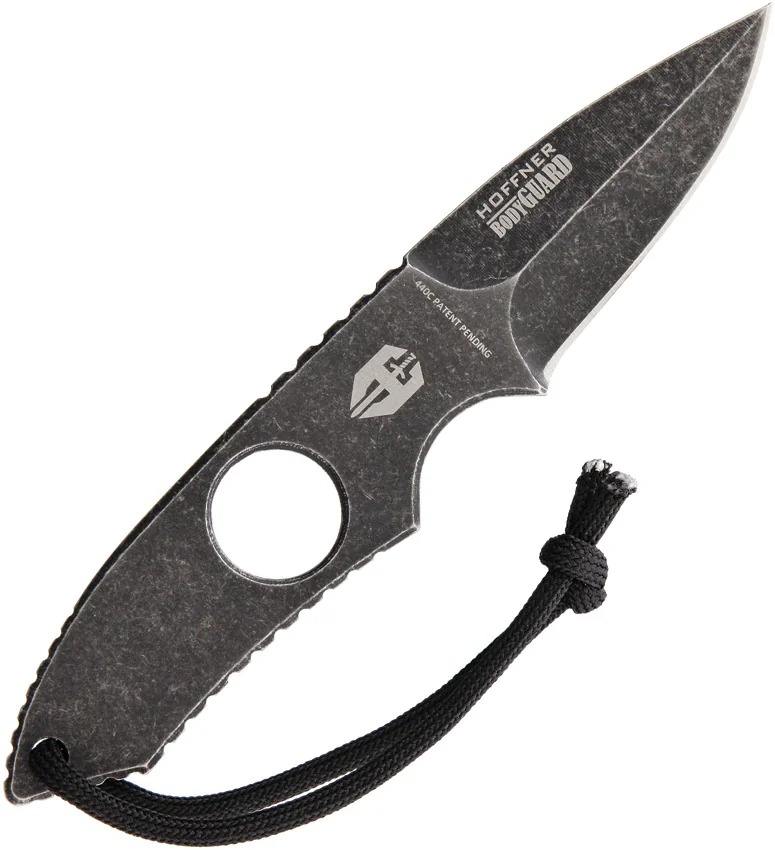Hoffner Knives Bodyguard Fixed Blade Neck Knife (2.5" Black SW)