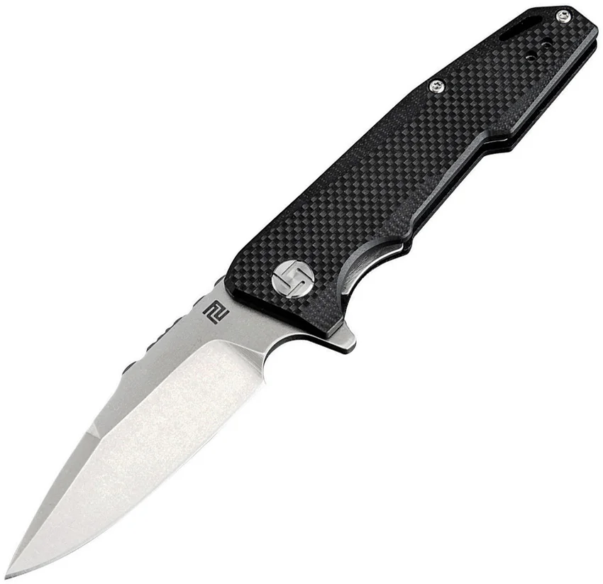 Artisan Cutlery Small Predator Liner Lock Knife Black G-10  (3" Stonewash)