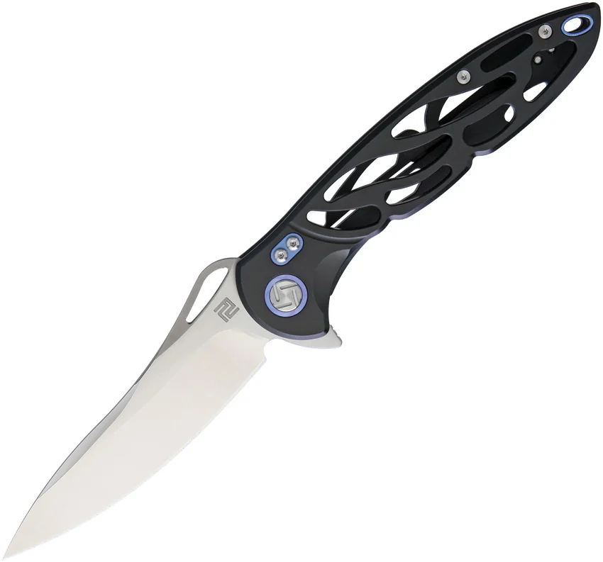 Artisan Cutlery Hoverwing Frame Lock Knife Black Ti (3.75" Satin M390)