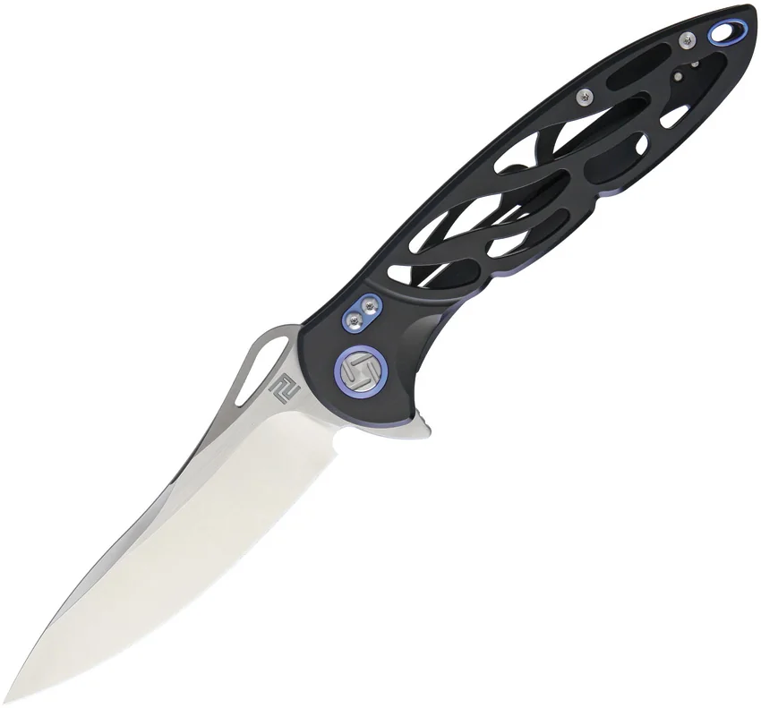 Artisan Cutlery Hoverwing Frame Lock Knife Black Titanium (3.75" Satin S35VN)