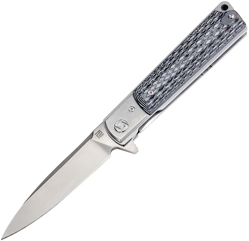 Artisan Cutlery Classic Liner Lock Knife Textured Black/White G-10 (3.8" Satin)