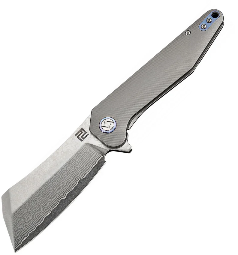 Artisan Cutlery Osprey Liner Lock Knife Gray Titanium (3.6" Damascus)