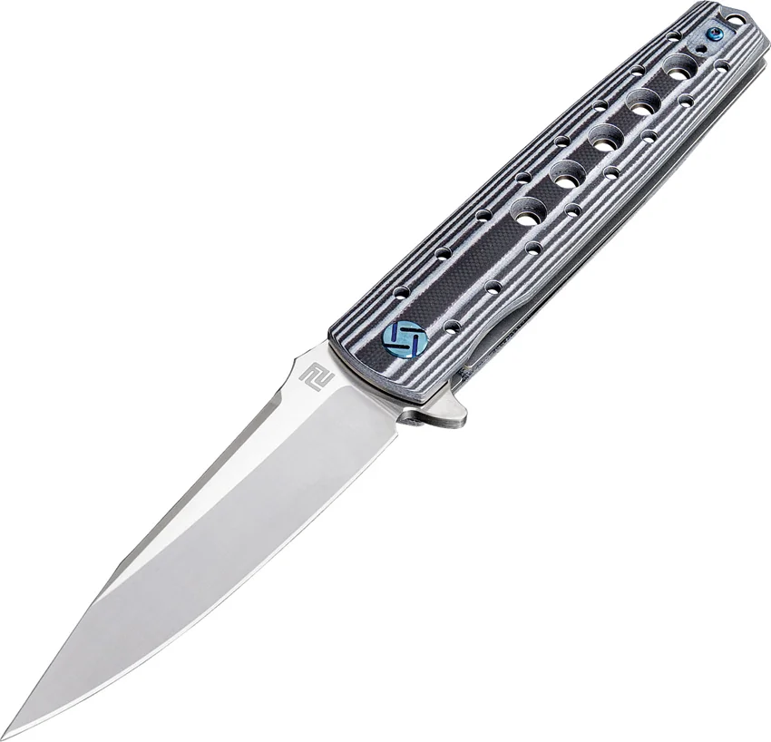 Artisan Cutlery Virginia Liner Lock Knife Black/White G-10 (3.8" Satin S35VN)