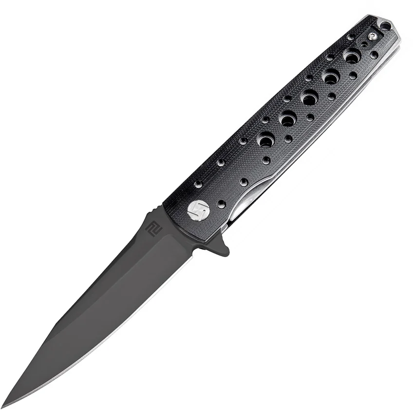 Artisan Cutlery Virginia Liner Lock Knife Smooth Black G-10 (3.8" Black)