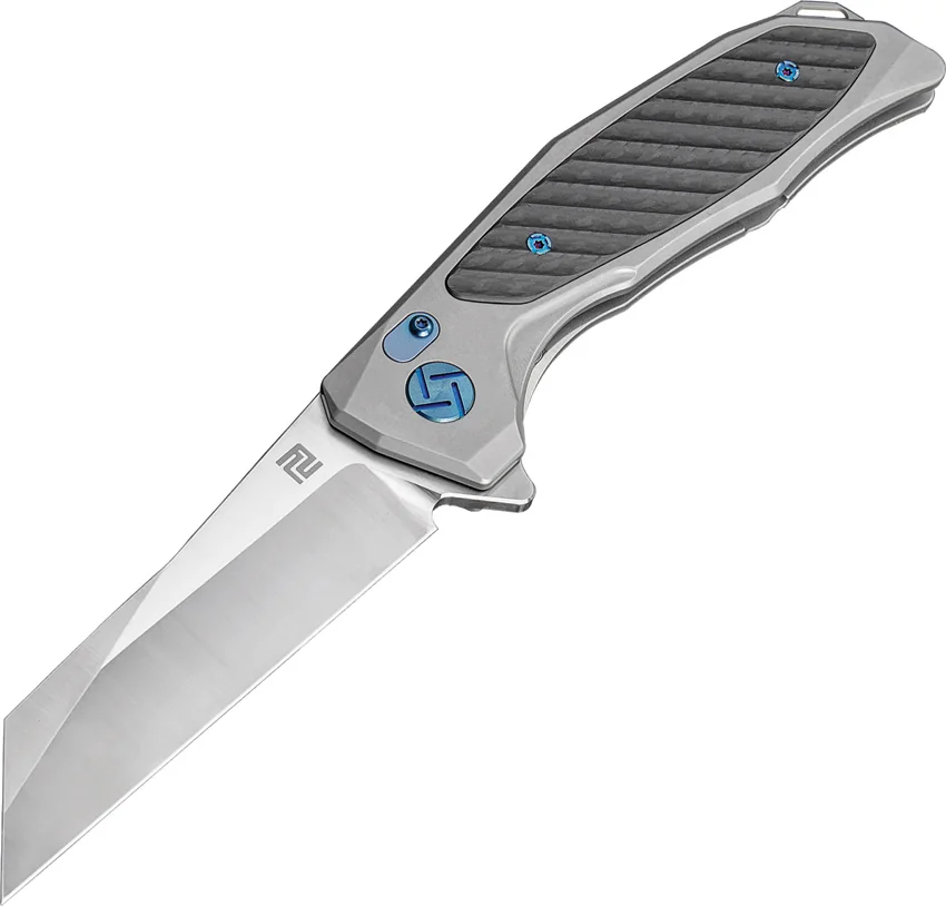 Artisan Megahawk  Wharncliffe Frame Lock Knife Gray Ti/CF (3.6" Satin S35VN)