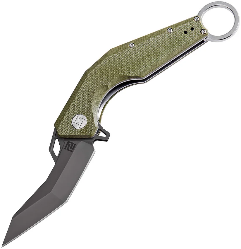 Artisan Cutlery Cobra Liner Lock Knife Green G-10 (3.5" Black D2)