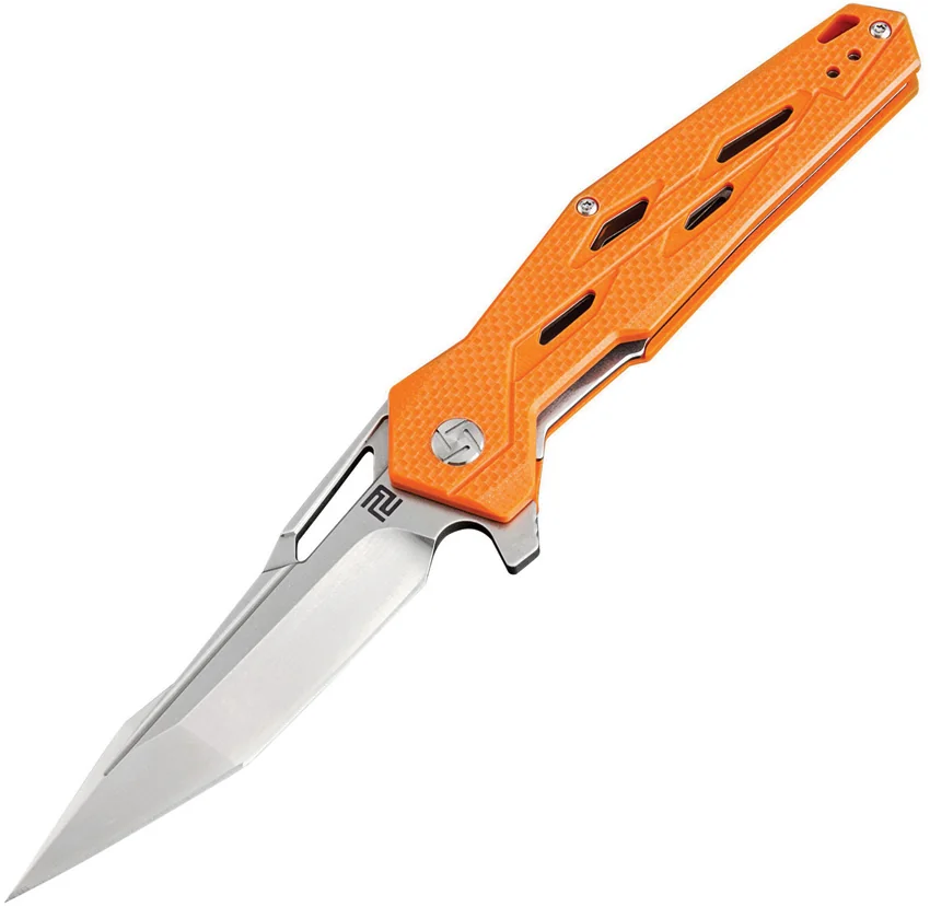 Artisan Cutlery Bombardier Liner Lock Knife Orange G-10 (3.45" Stonewash D2)