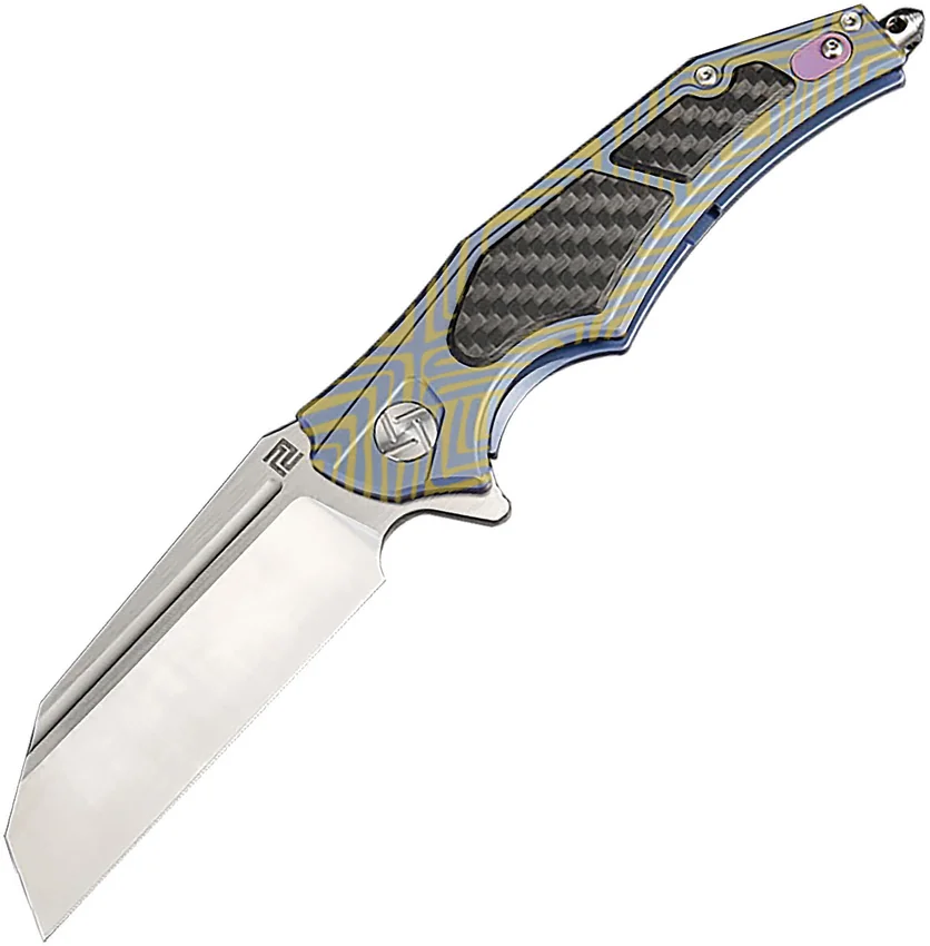 Artisan Cutlery Apache Frame Lock Knife Blue Stripe Ti/CF (3.5" Satin S35VN)