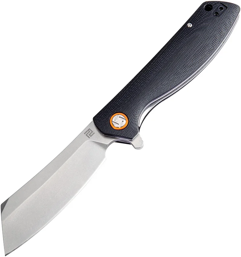 Artisan Cutlery Tomahawk Liner Lock Knife Smooth Black G-10 (3.8" Stonewash)