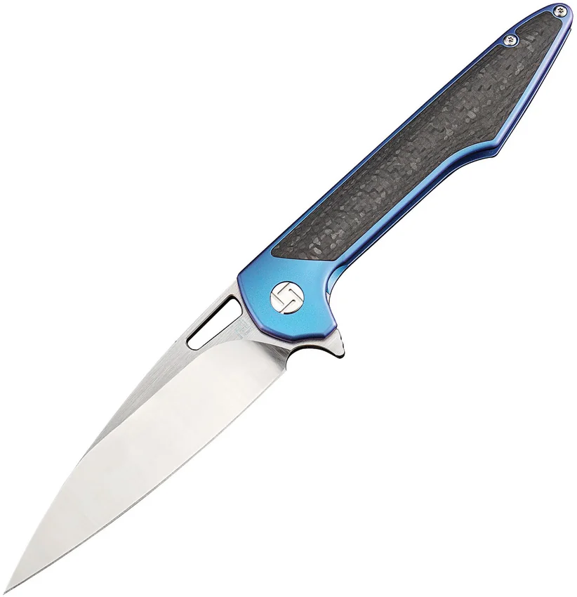 Artisan Cutlery Archaeo Frame Lock Flipper Knife Blue Ti/CF (3.75" Satin)