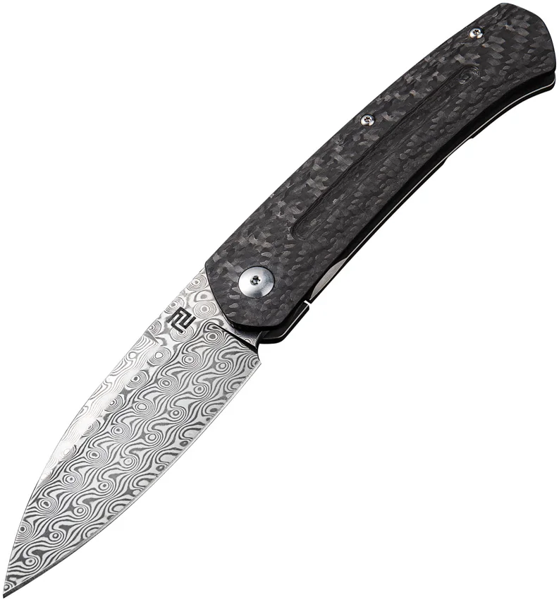 Artisan Cutlery Centauri Frame Lock knife Carbon Fiber (3.5 Damascus)