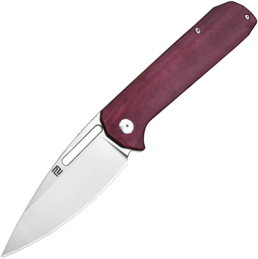 Artisan Cutlery Arion Frame Lock Knife Double Coral Red Micarta (3.6" Satin)