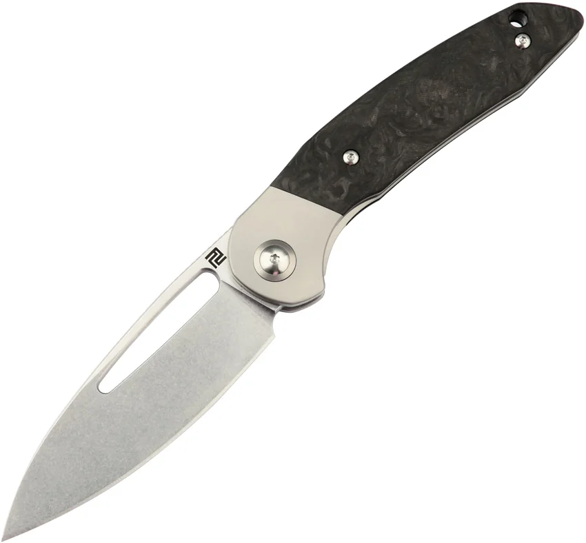 Artisan Cutlery Tylos Folding Knife Black Marble Carbon Fiber (3.25" Stonewash)