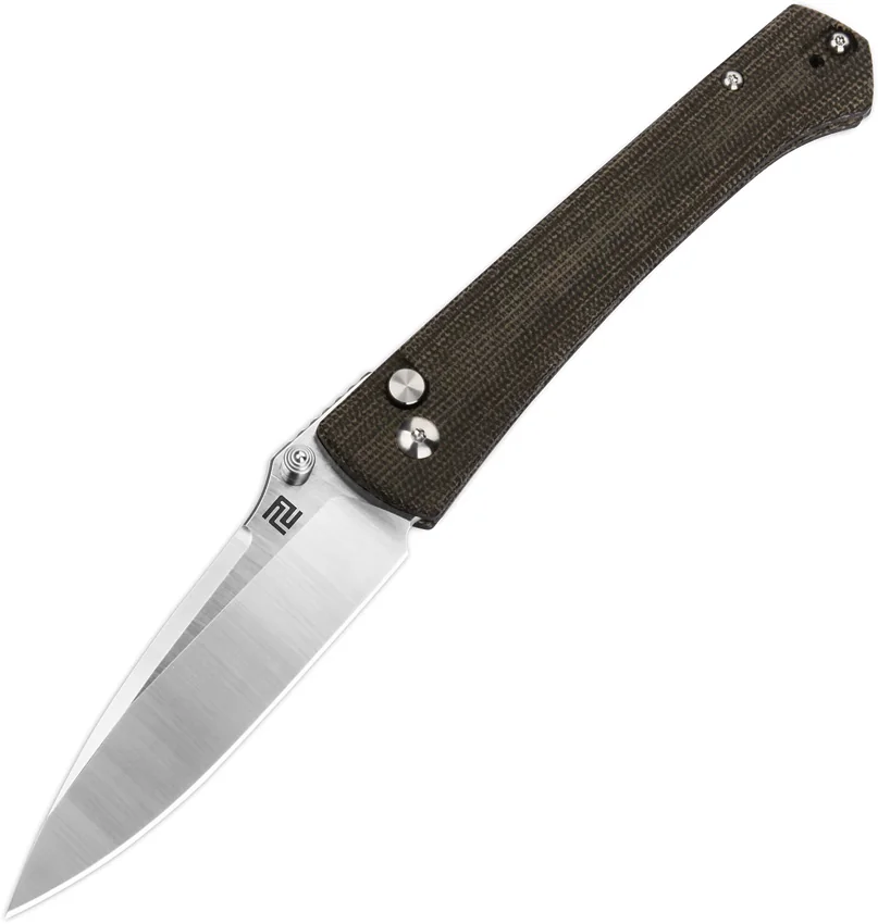 Artisan Cutlery Andromeda Button Lock Knife OD Green Micarta (3.4" Sand Polish)