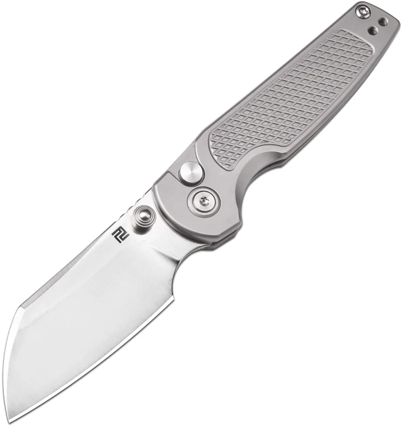 Artisan Cutlery Cleo Button Lock Knife Diamond Pattern Ti (2.5" Sand Polish)