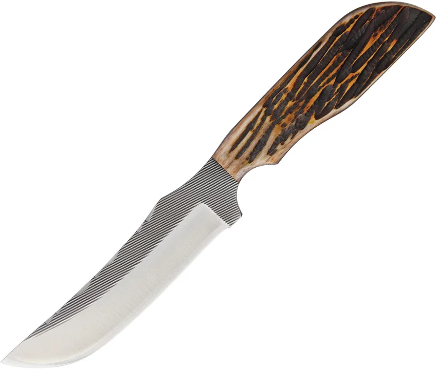 Anza Knives 709-AJB Fixed Blade Knife Amber Jigged Bone (4.5" Satin)