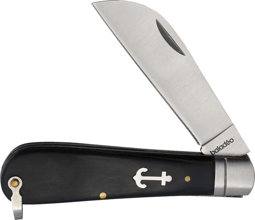 Baladeo Breizh Anchor Folder Slip Joint Knife Black Wood (3" Satin)