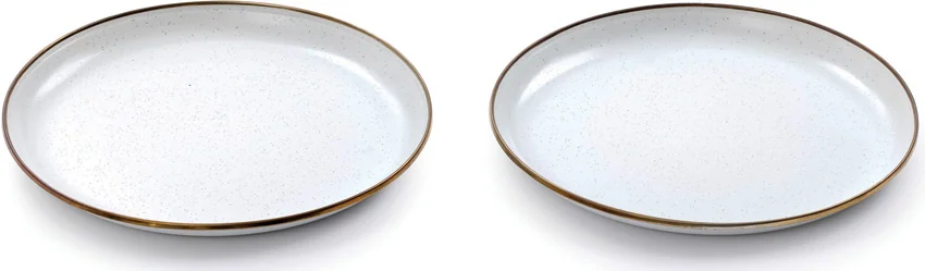 Barebones Living Enamel Plate Set Eggshell