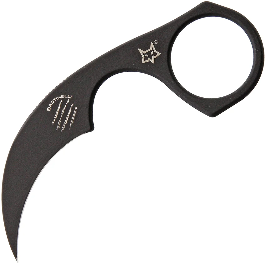Bastinelli Diagnostic Karambit Fixed Blade Neck Knife Black (1.5" Black)