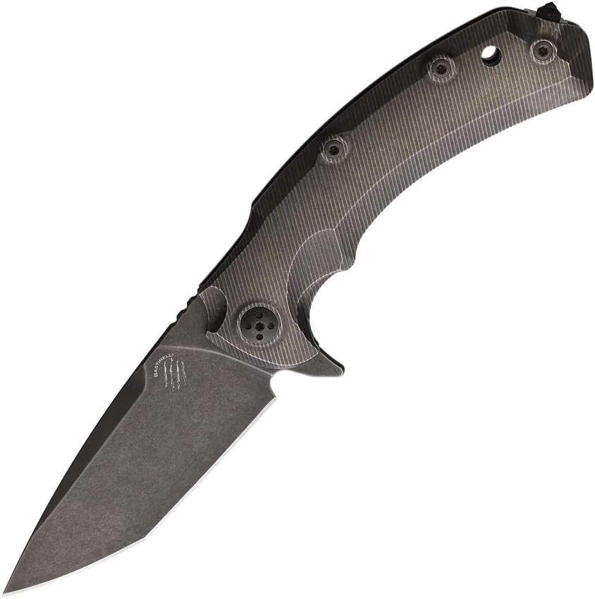 Bastinelli Safe Frame Lock Flipper Knife Titanium (3.6" Black SW)