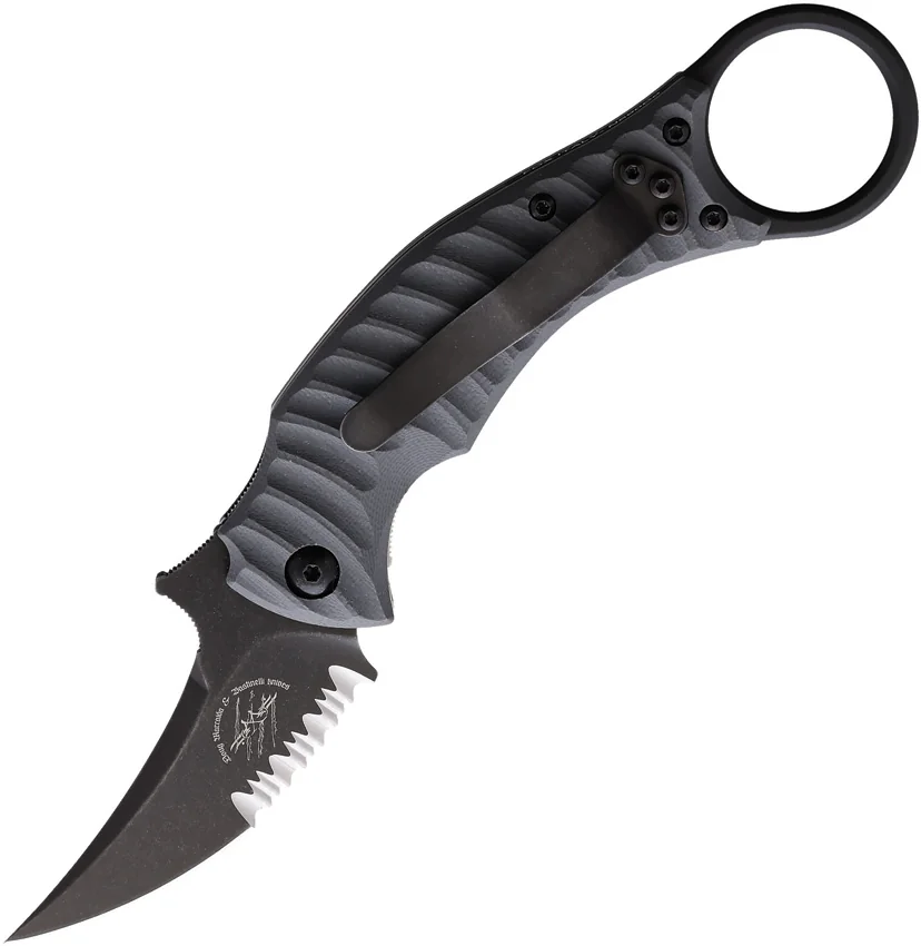 Bastinelli Creations Mako Folder Liner Lock Knife Gray G-10 (2.6"' Dark SW Serr)
