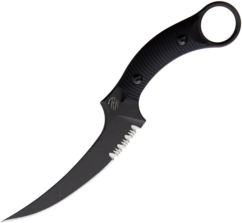 Bastinelli Creations Mako Fixed Blade Black G-10 (4.5" Black Stonewash Serr)
