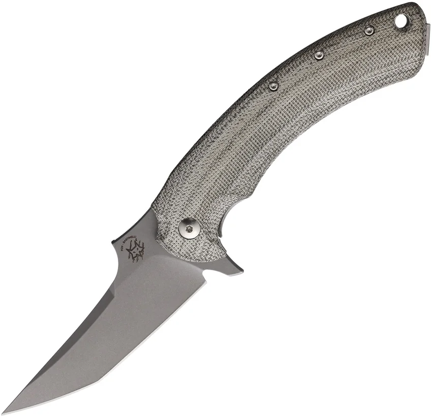 Bastinelli Creations Gecko Frame Lock Knife Gray Ti/Canvas Micarta (3.35" SW)
