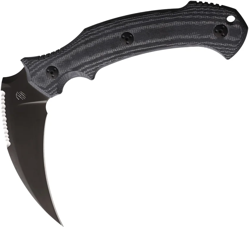 Bastinelli Creations Grumpy Fixed Blade Knife Black Micarta (5" PVD Serrated)