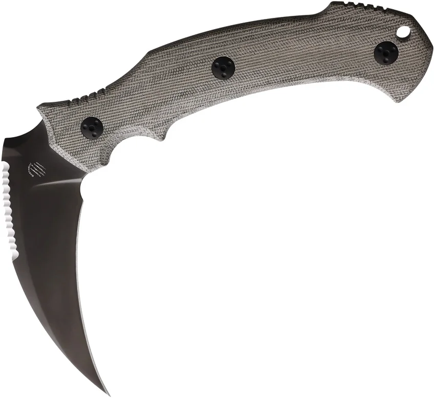 Bastinelli Creations Grumpy Fixed Blade Knife OD Green Micarta (5" PVD Serrated)