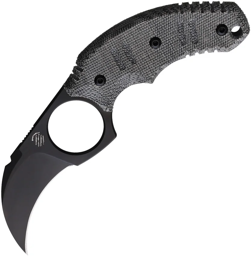 Bastinelli Creations Ligament Karambit Fixed Blade Knife Black Micarta (2" PVD)